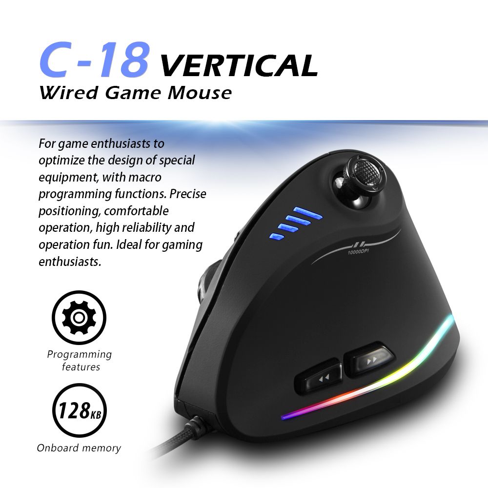 C-18 Vertical Wired Gaming Mouse 11 Programmable