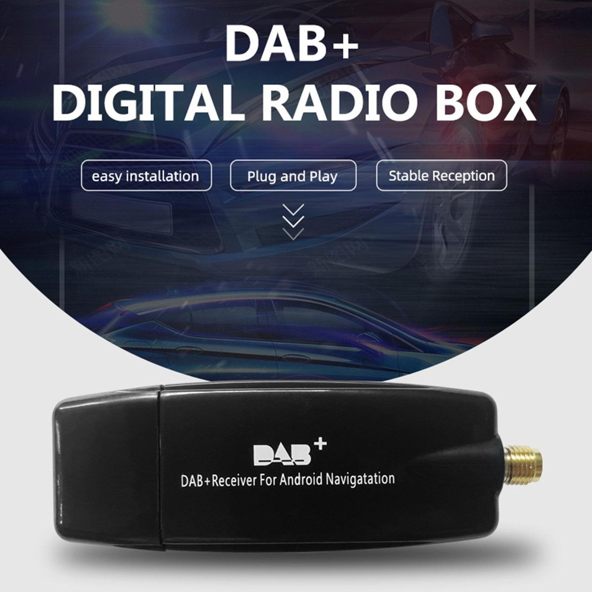 DAB+009 DAB Box Digital Radio Antenna Tuner FM Transmission USB Powered for Car Radio Android 5.1 and Above (Only for Countries that have DAB Signal)