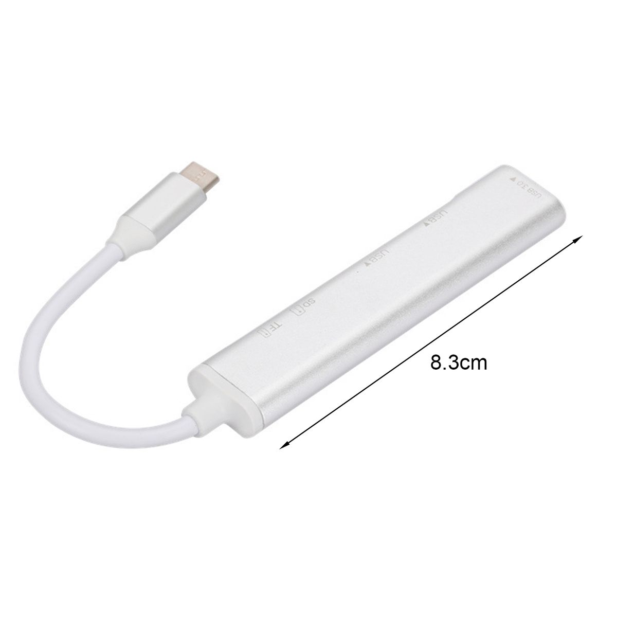 USB Hub Multifunctional TF/SD-card Reader 5-in-1 USB-Silver