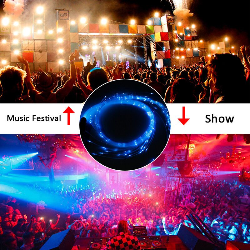 150CM RGB Flashlight LED Fiber Optic 40 Display Modes ,360 Degree Rotation Fairy Strip Light Dance Waving Lace For Pubs Dancers Kids Concerts Party Decor
