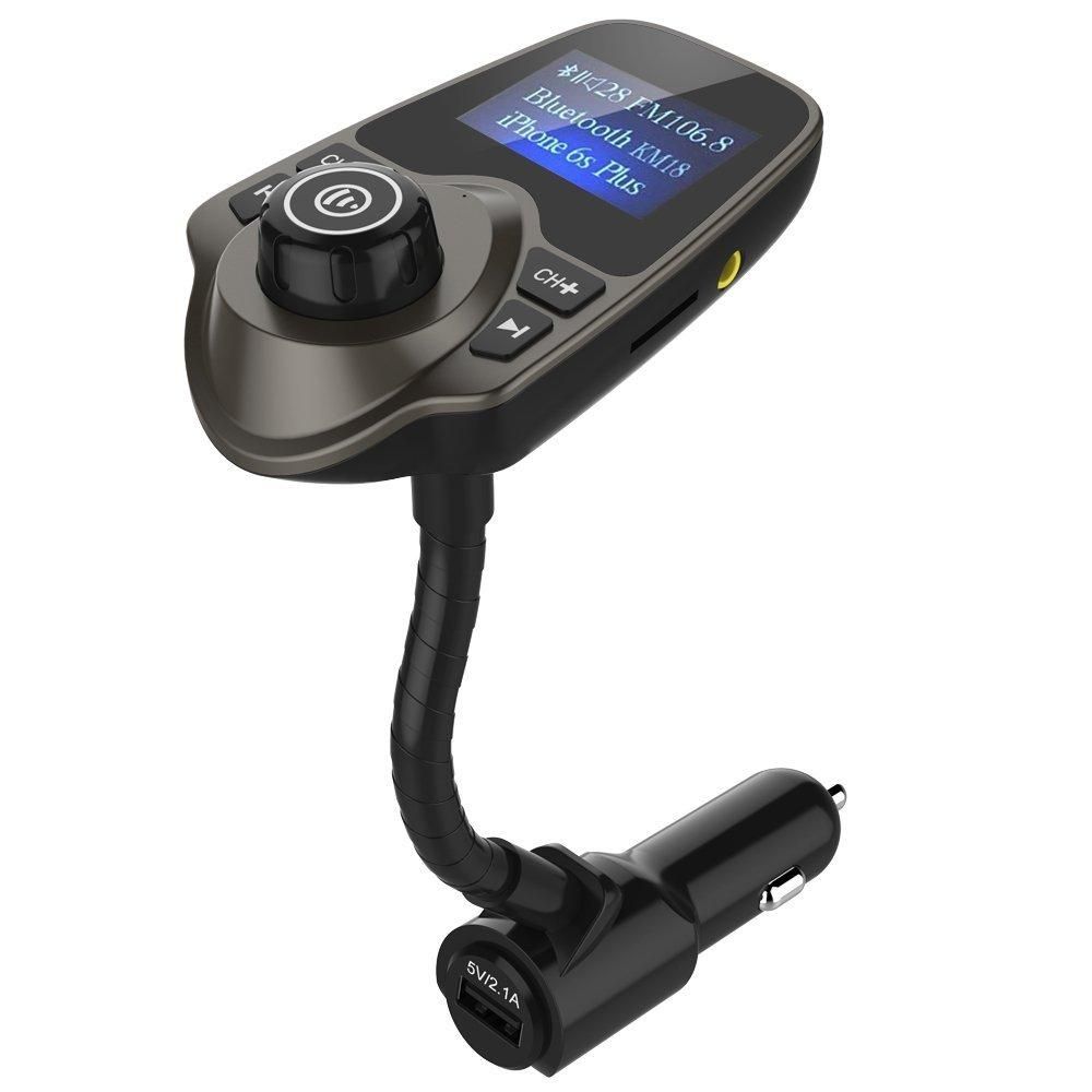 Nulaxy Wireless In-Car Bluetooth FM Transmitter Radio Adapter Car Kit With 1.44 Inch Display And USB Car Charger (Black) MLQJ-S