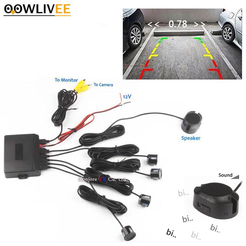 OOWLIVEE Car Parking Sensor 4 Car Reverse Backup Rear Step
