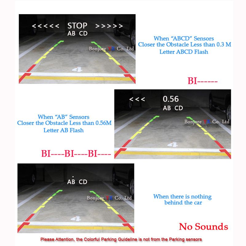 OOWLIVEE Car Parking Sensor 4 Car Reverse Backup Rear Step