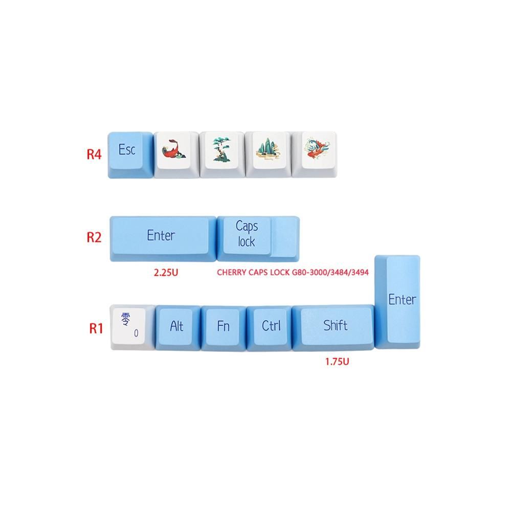 Novelty Allover Dye Subbed Blue and White Porcelain 117 Keys Profile Keycap for Mx Switch Diy Gk61 Sk61 TKL87 108 Keycap