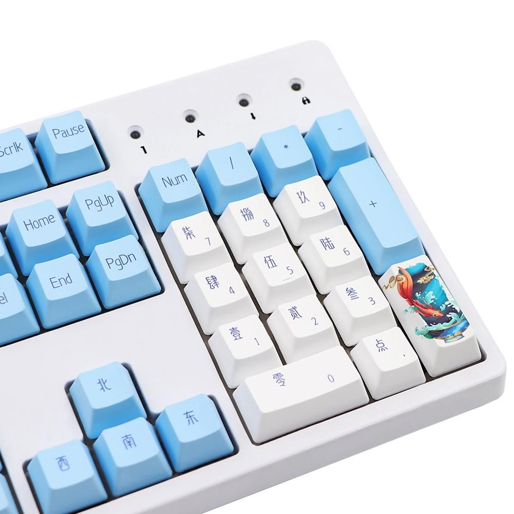 Novelty Allover Dye Subbed Blue and White Porcelain 117 Keys Profile Keycap for Mx Switch Diy Gk61 Sk61 TKL87 108 Keycap