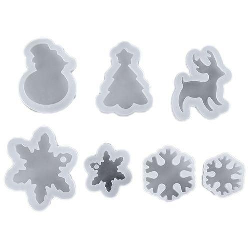 7Pcs Crystal Epoxy Resin Mold Christmas Elements