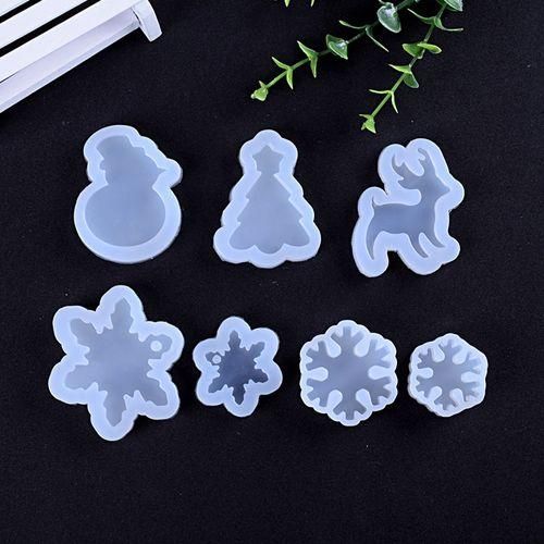 7Pcs Crystal Epoxy Resin Mold Christmas Elements