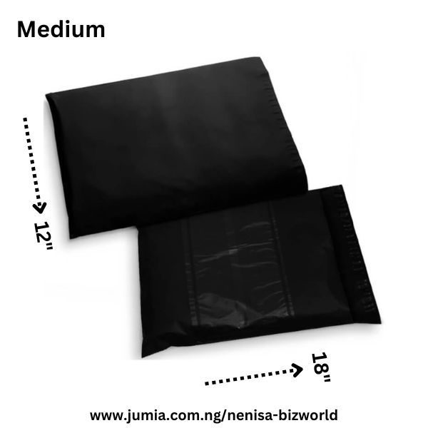 Black Courier Bags /Courier Nylons/Poly Mailer-Invoice Pocket 100pcs-A3-Medium-30x48cm-12/18 Inches
