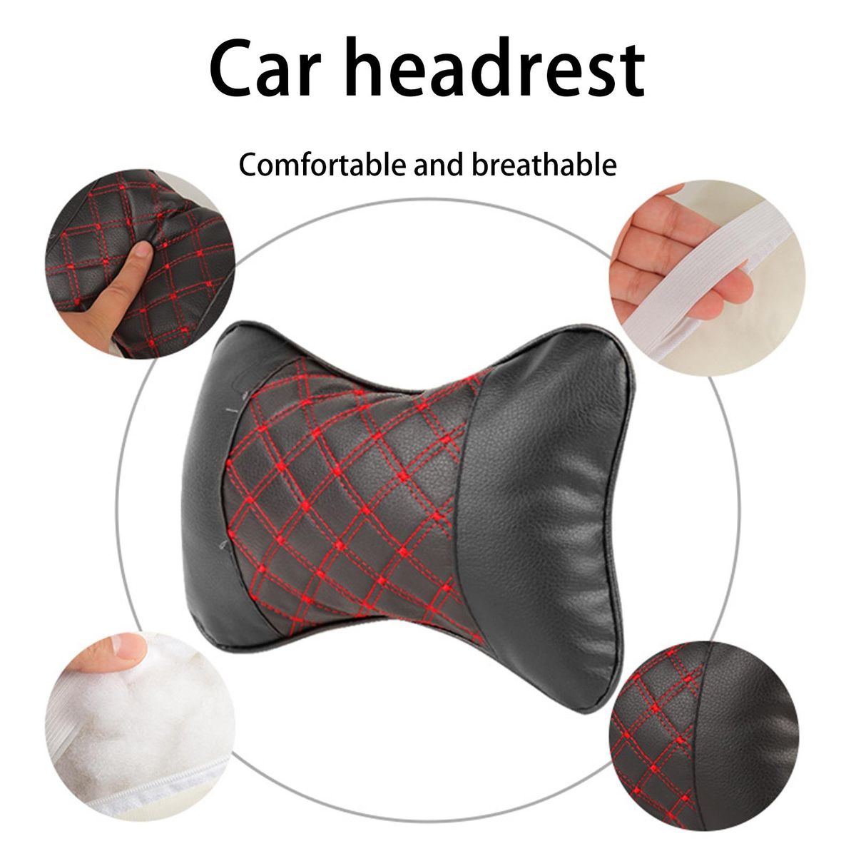 Headrest Pillow Universal Car Headrest Neck Support Black