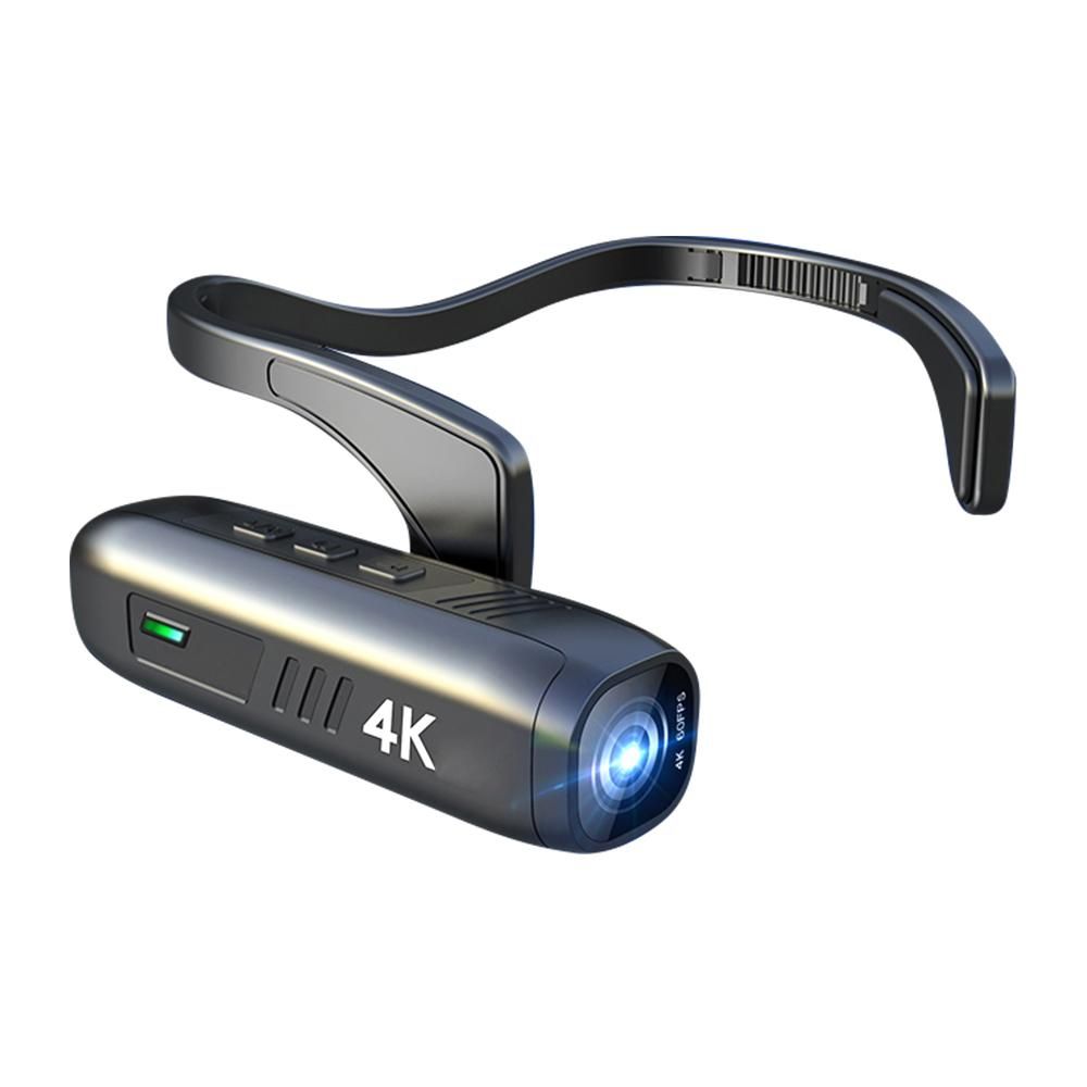 4K 30FPS Head Mounted Camera Wearable WiFi Video Camera Camcorder Webcam 120°Wide Angle Lens Anti-shake Built-in Battery APP Control for Vlog Video Recording