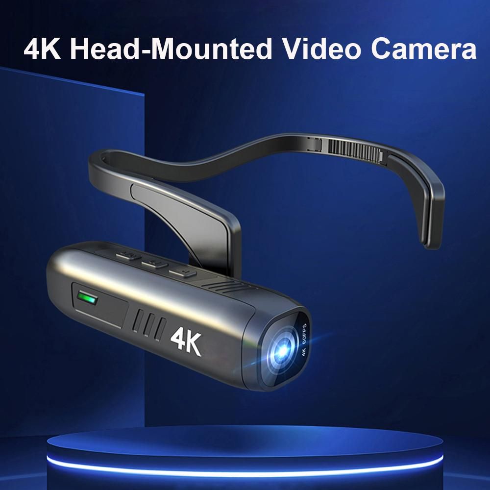 4K 30FPS Head Mounted Camera Wearable WiFi Video Camera Camcorder Webcam 120°Wide Angle Lens Anti-shake Built-in Battery APP Control for Vlog Video Recording