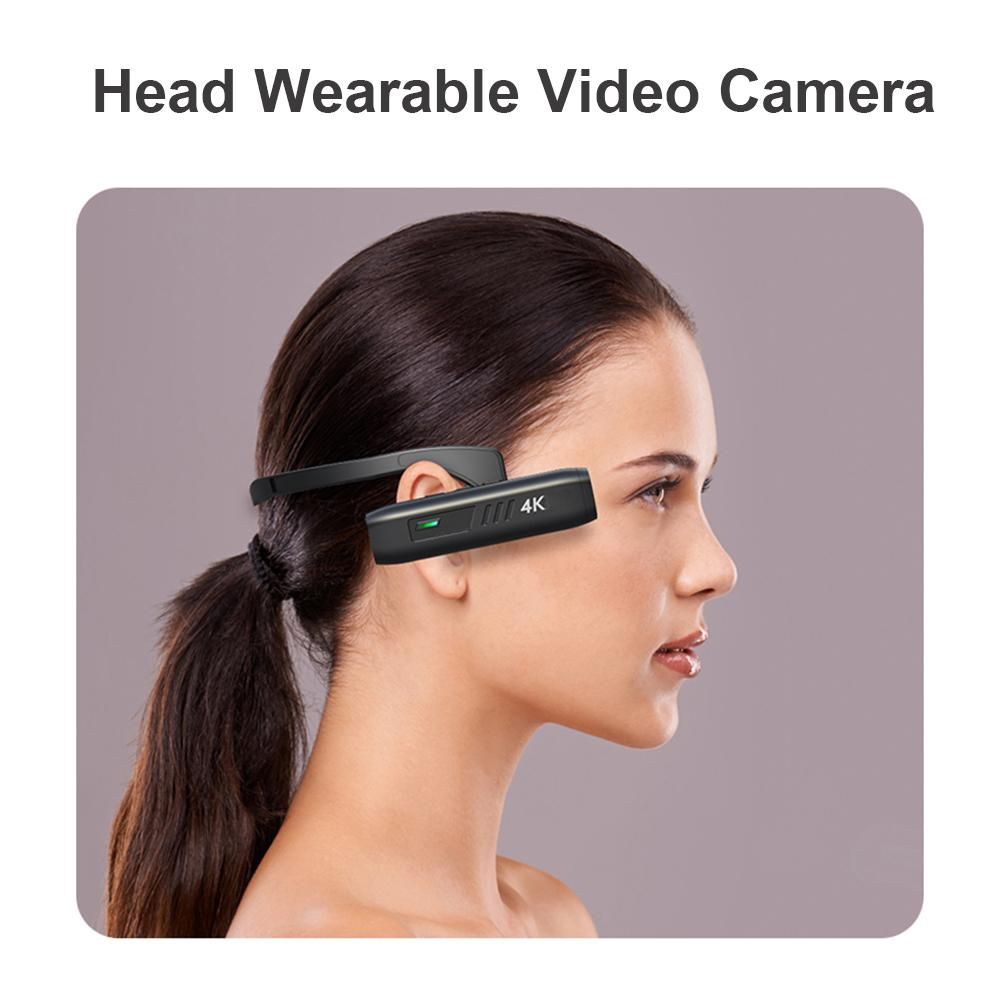4K 30FPS Head Mounted Camera Wearable WiFi Video Camera Camcorder Webcam 120°Wide Angle Lens Anti-shake Built-in Battery APP Control for Vlog Video Recording
