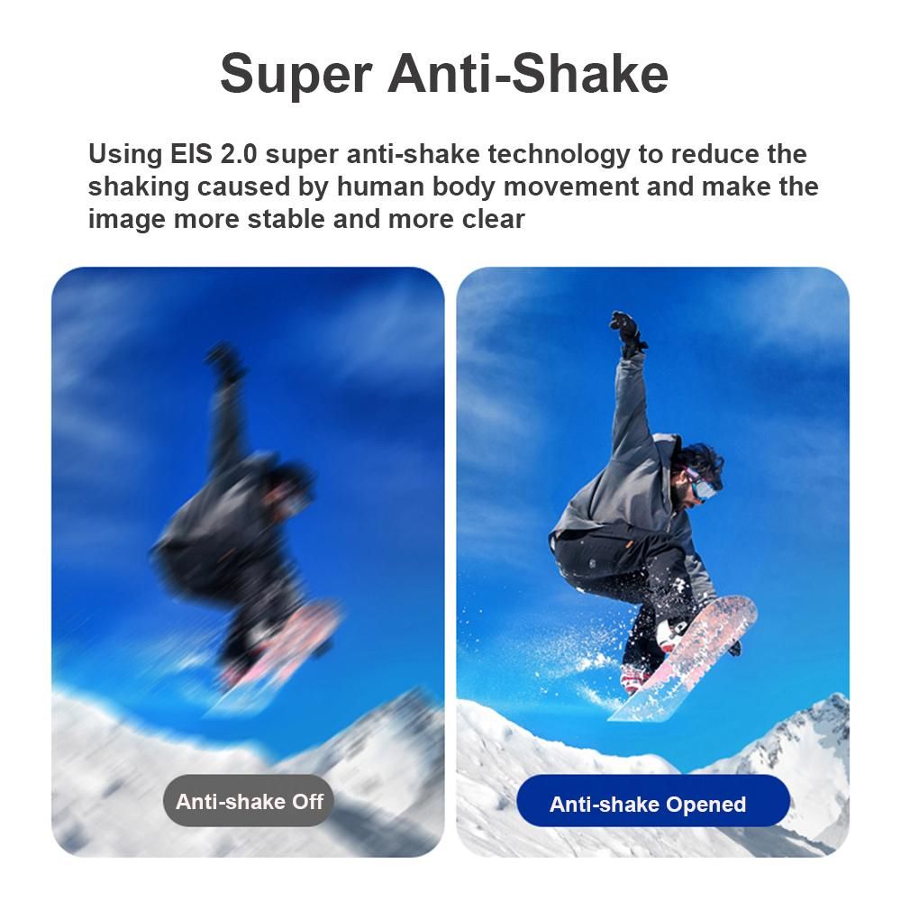 4K 30FPS Head Mounted Camera Wearable WiFi Video Camera Camcorder Webcam 120°Wide Angle Lens Anti-shake Built-in Battery APP Control for Vlog Video Recording