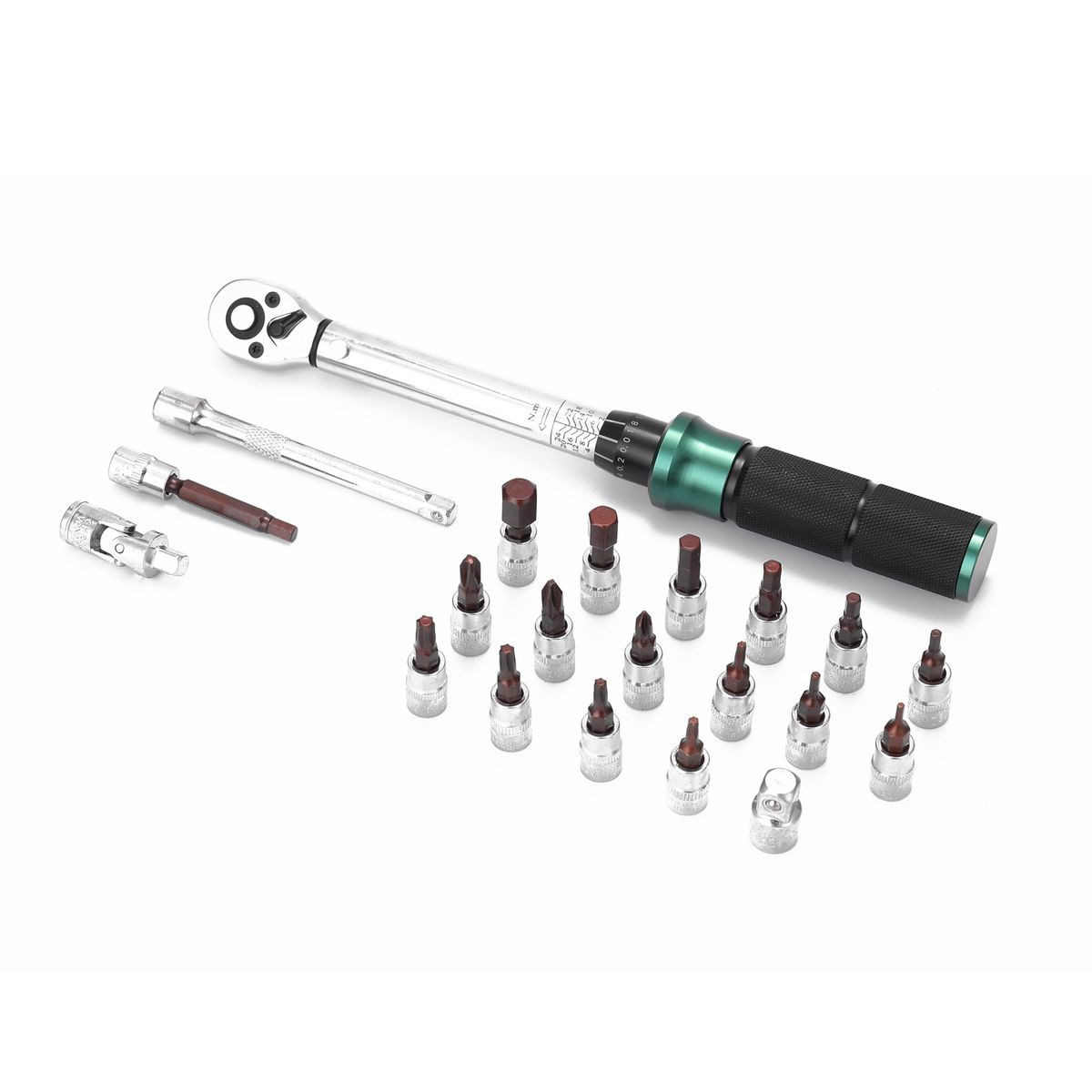 2-24N.m 1/4 Inch Drive 21 PCS Preset Torque Wrench Bits Set