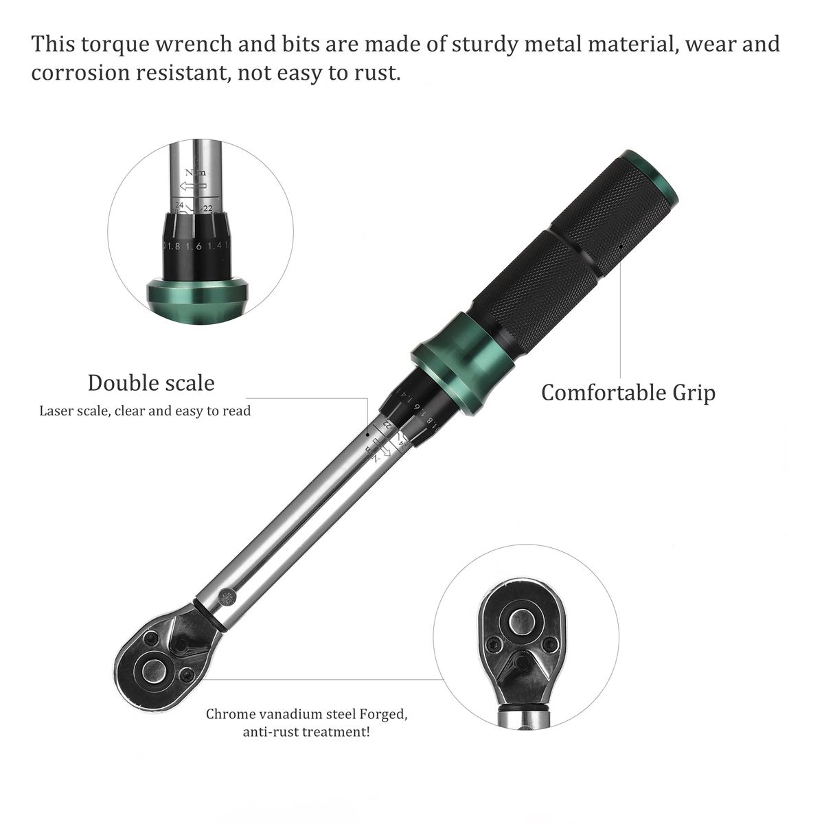2-24N.m 1/4 Inch Drive 21 PCS Preset Torque Wrench Bits Set
