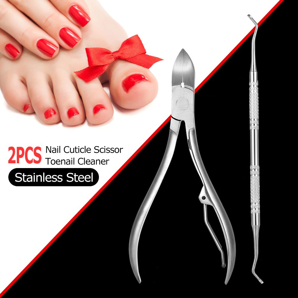 2pcs Stainless Steel Nail Cuticle Scissor + Ingrowing