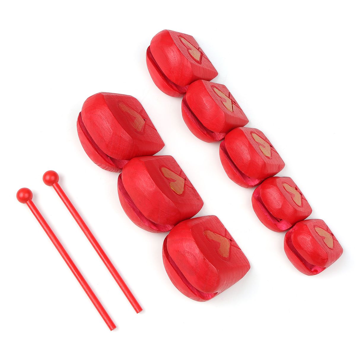 8pcs Temple Block Chinese Wooden Knocker Buddhist Wood Fish