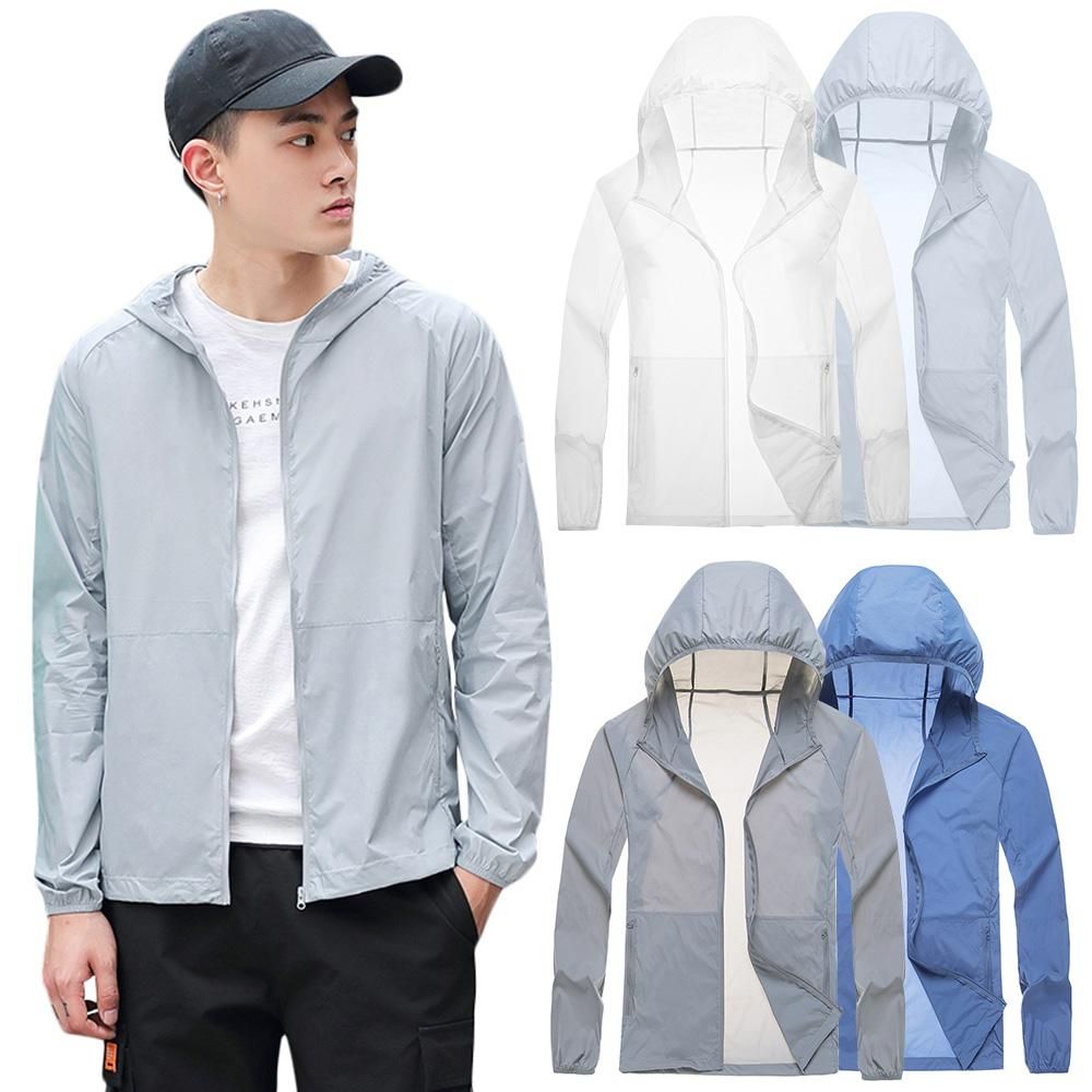Men Sun Protective Clothing UV-Proof Quick Dry Thin Breathable Lightweight Waterproof Summer Outdoor Protective Jacket