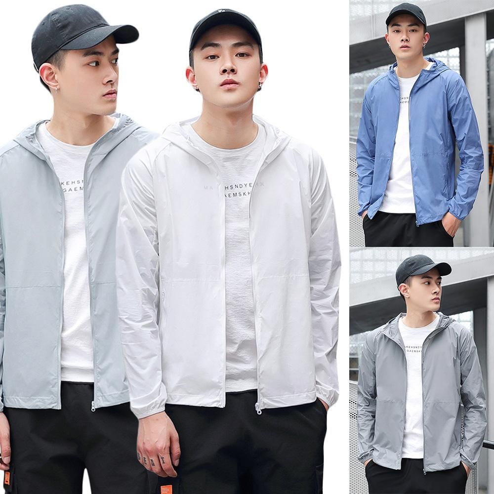 Men Sun Protective Clothing UV-Proof Quick Dry Thin Breathable Lightweight Waterproof Summer Outdoor Protective Jacket