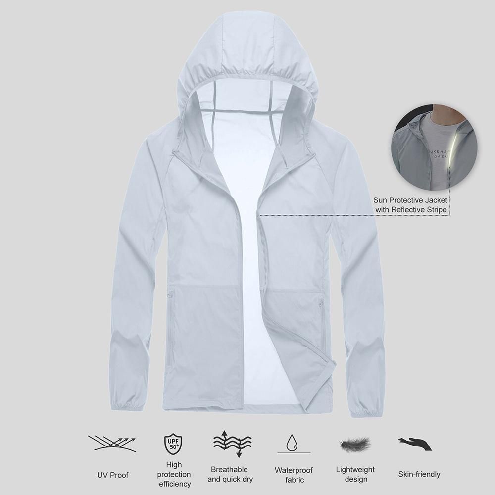 Men Sun Protective Clothing UV-Proof Quick Dry Thin Breathable Lightweight Waterproof Summer Outdoor Protective Jacket