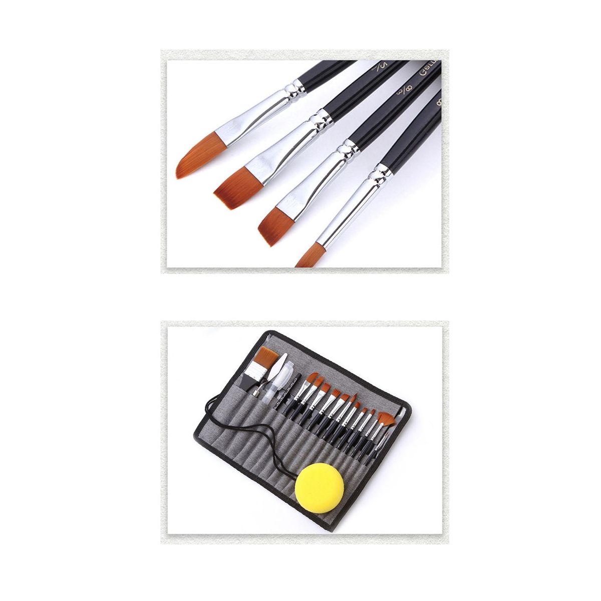 Nylon Hair Acrylic Paint Brushes with Draw Case Artist Paint Brush Set for Acrylic Oil Watercolor Canvas