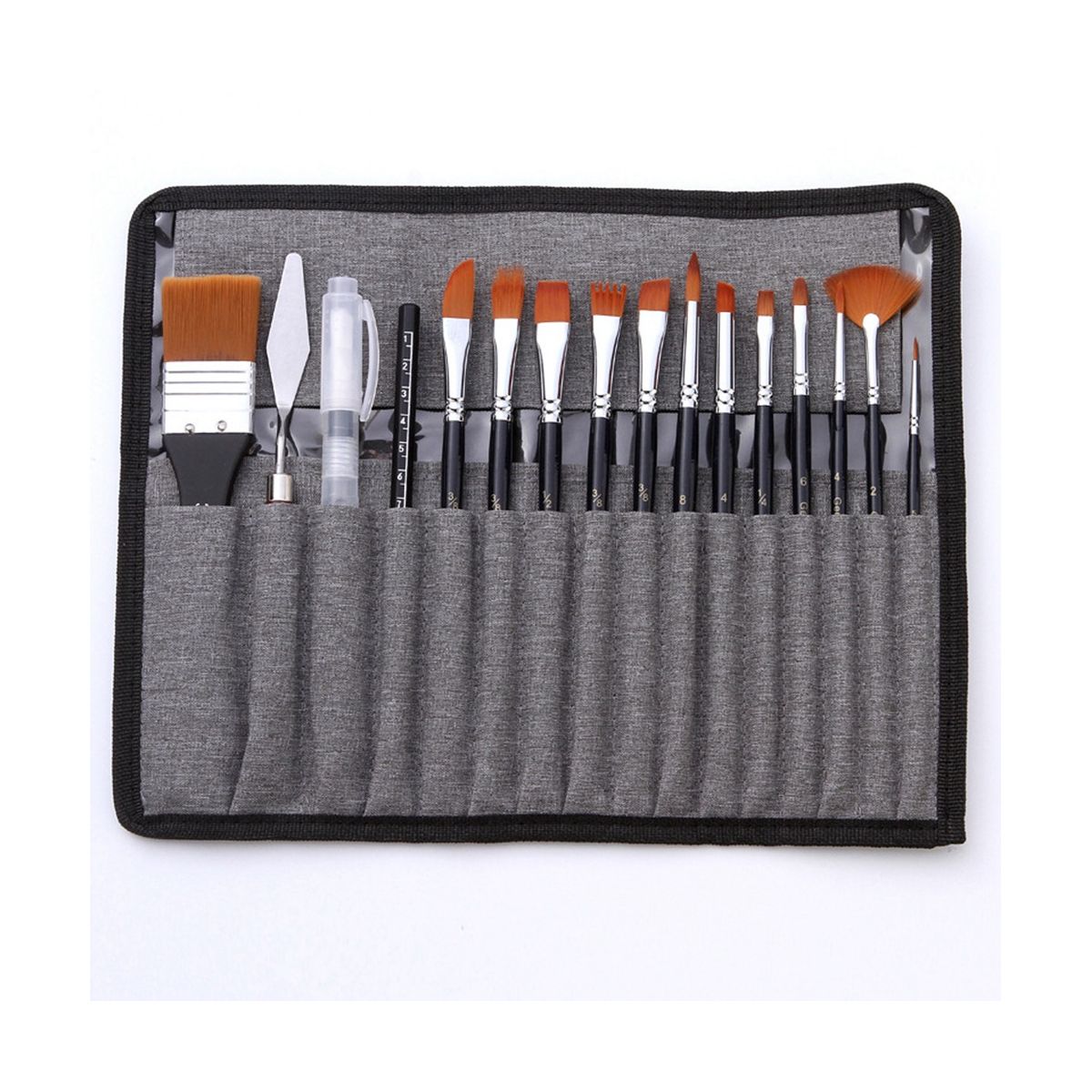 Nylon Hair Acrylic Paint Brushes with Draw Case Artist Paint Brush Set for Acrylic Oil Watercolor Canvas