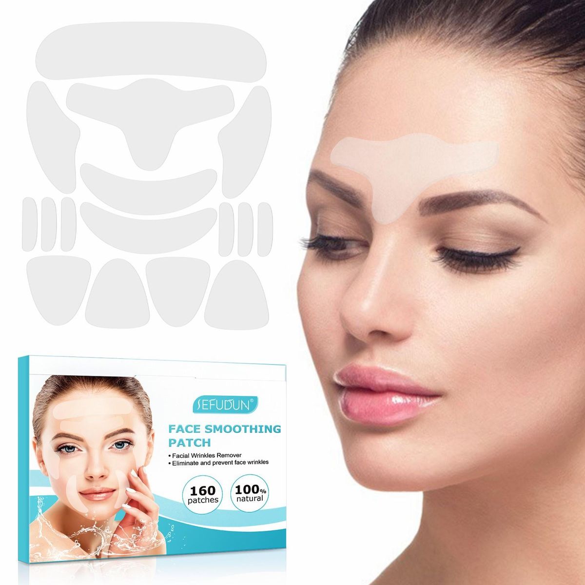 SEFUDUN 10 Sheet Facial Patches Set of 16pcs Wrinkle Remover Pads for Forehead Cheek Neck Anti Wrinkle Treatment Silicone Smoothing Wrinkle Patches for Face Skin Care
