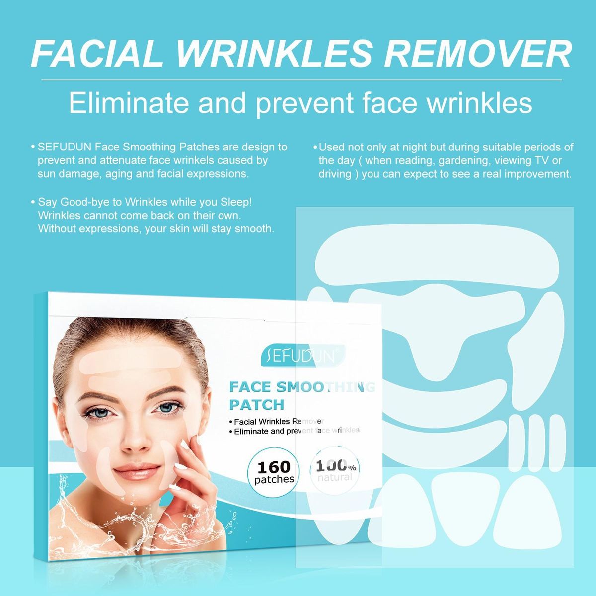 SEFUDUN 10 Sheet Facial Patches Set of 16pcs Wrinkle Remover Pads for Forehead Cheek Neck Anti Wrinkle Treatment Silicone Smoothing Wrinkle Patches for Face Skin Care