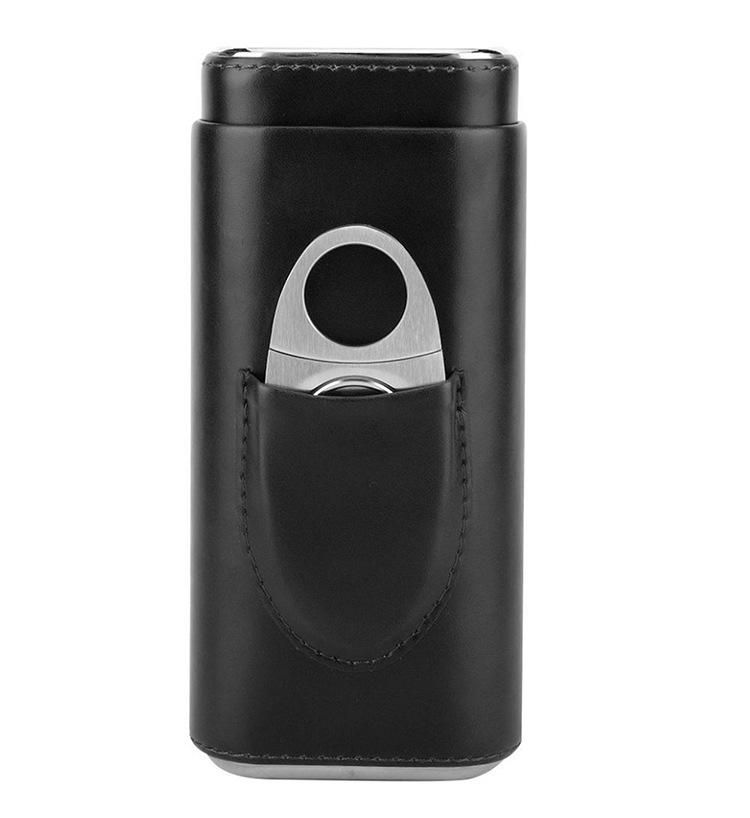 Cigar humidor box Brown contains scissors