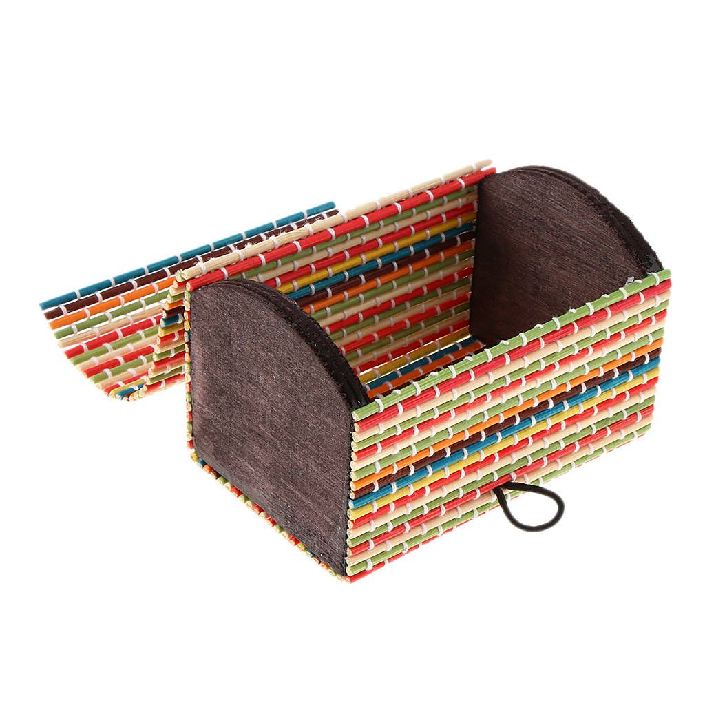 Bamboo Wood Handmade Jewelry Trinkets Organizer Box Case Colorful
