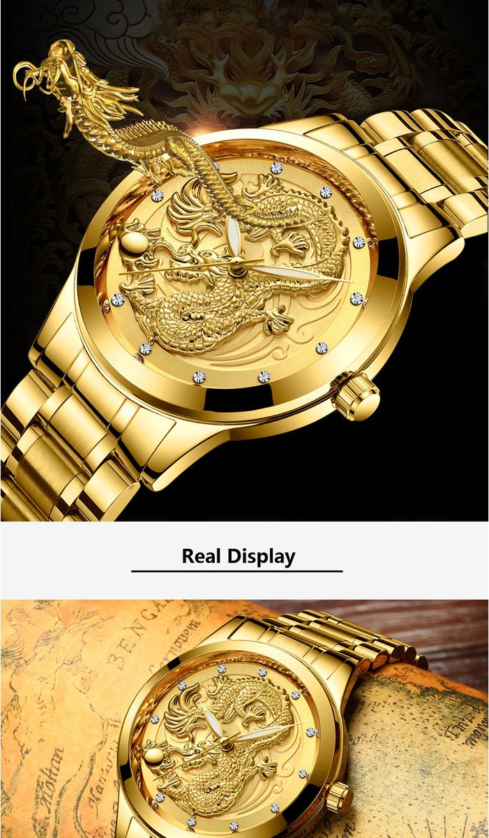 Men's Luxury Diamond Waterproof Quartz Watch - Gold