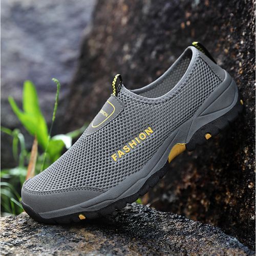 Outdoor Hiking Shoes Men's Fashion Sneakers Size 45 46 Summer Breathble Climbing Trekking Shoes Male Sport Sneakers Slip On Wear-resistant Travel Walking Footwear Quick Drying Water Shoes Grey