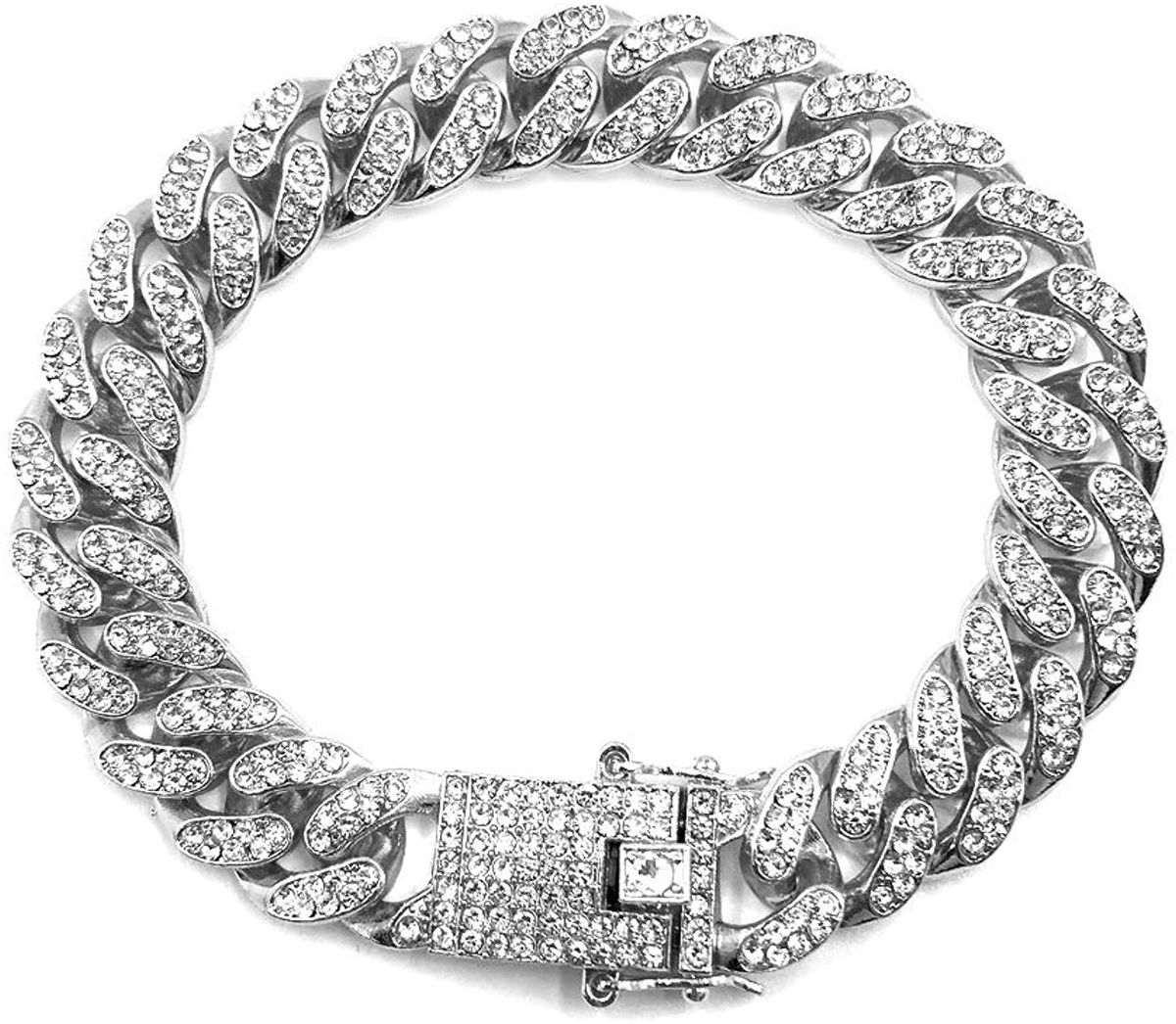Mens Hip Hop 9" Wristwatch With 8" Iced Cuban Bracelet