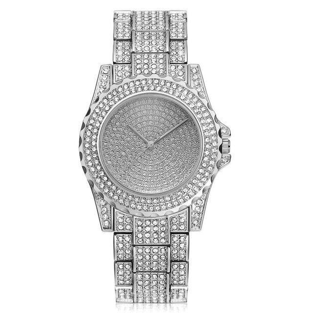Mens Hip Hop 9" Wristwatch With 8" Iced Cuban Bracelet