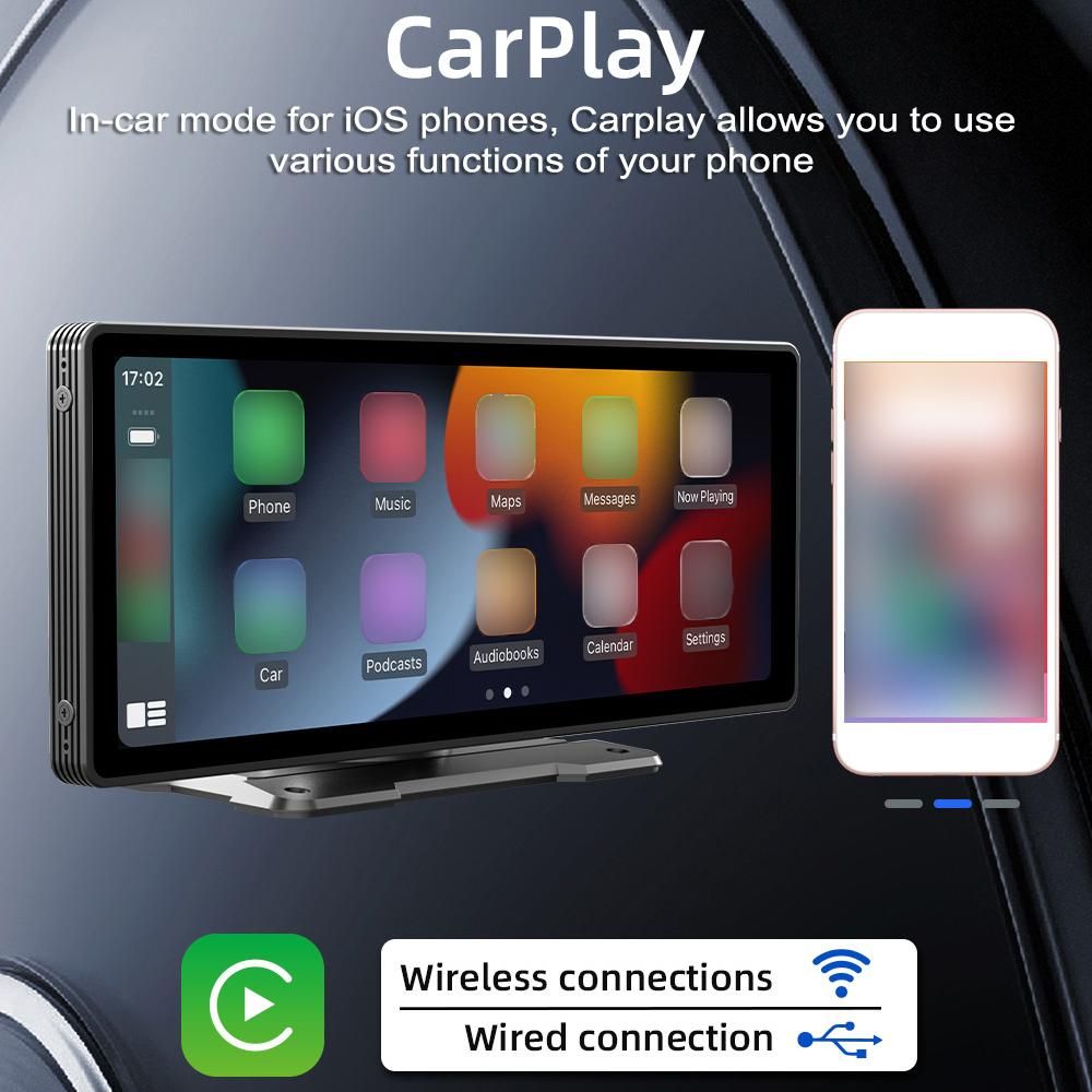 9.3 Inch Car Stereo MP5 Player BT Hands-Free Calling FM Radio Support Carplay Android Auto Phone Link Reversing Assist U-Disk/TF Card with Adjustable Bracket
