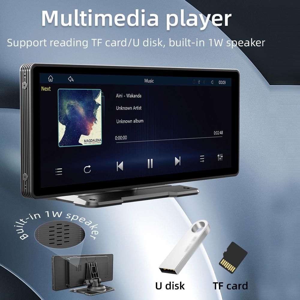 9.3 Inch Car Stereo MP5 Player BT Hands-Free Calling FM Radio Support Carplay Android Auto Phone Link Reversing Assist U-Disk/TF Card with Adjustable Bracket