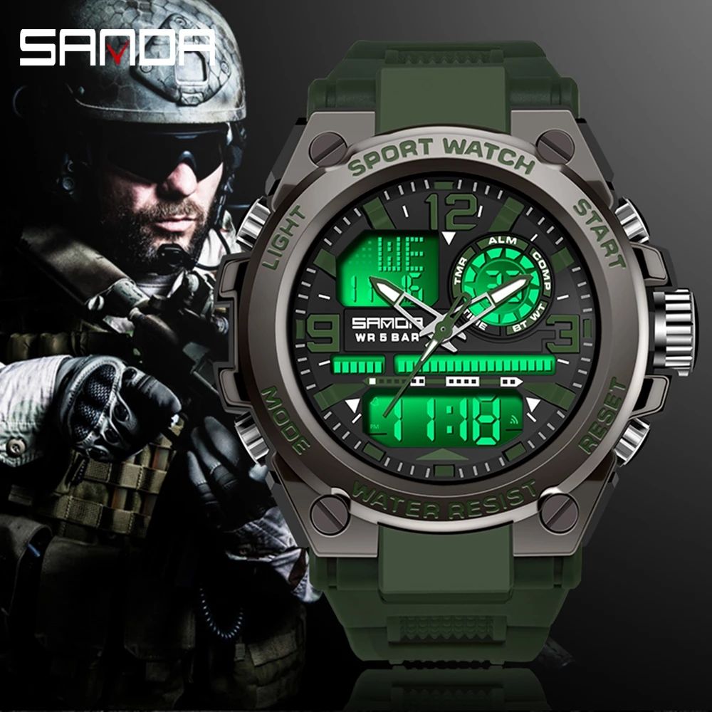 SANDA-Men's Military Quartz Watch 5 ATM Waterproof Sports Men
