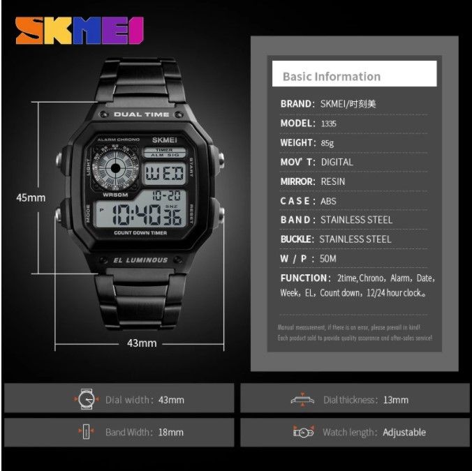 Men Watches Count Down Stainless Steel Fashion Digital Wristwatches
