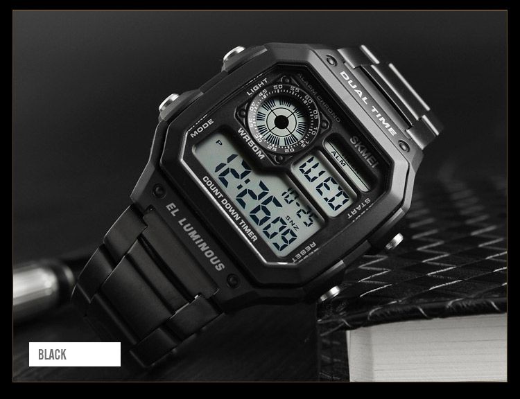Men Watches Count Down Stainless Steel Fashion Digital Wristwatches
