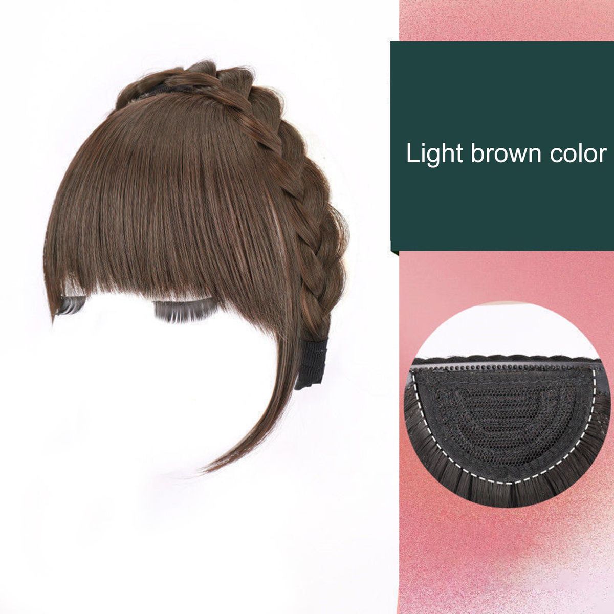 Hair Bangs Women Face Shaping Braided Headband Bangs Light Brown