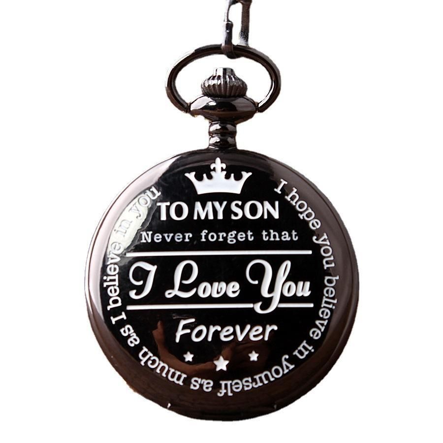 Spot TO MY SON, Husband, GRANDPA carved retro quartz pocket watch pendant retro pocket watch golden dad