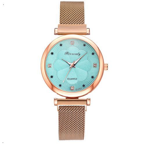Alloy Mesh Belt Flower Dial Female Magnet Buckle Simple Casual Quartz Watch