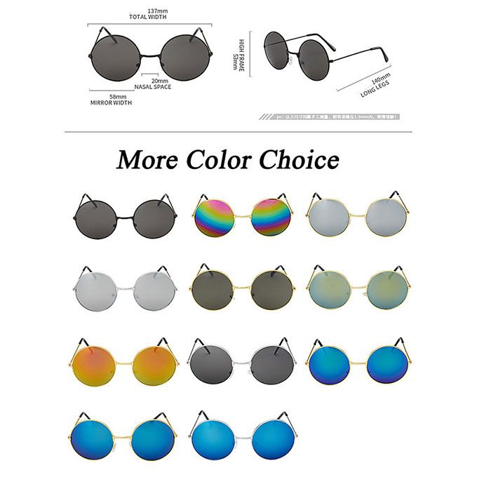 Round Retro Sunglasses-Blue