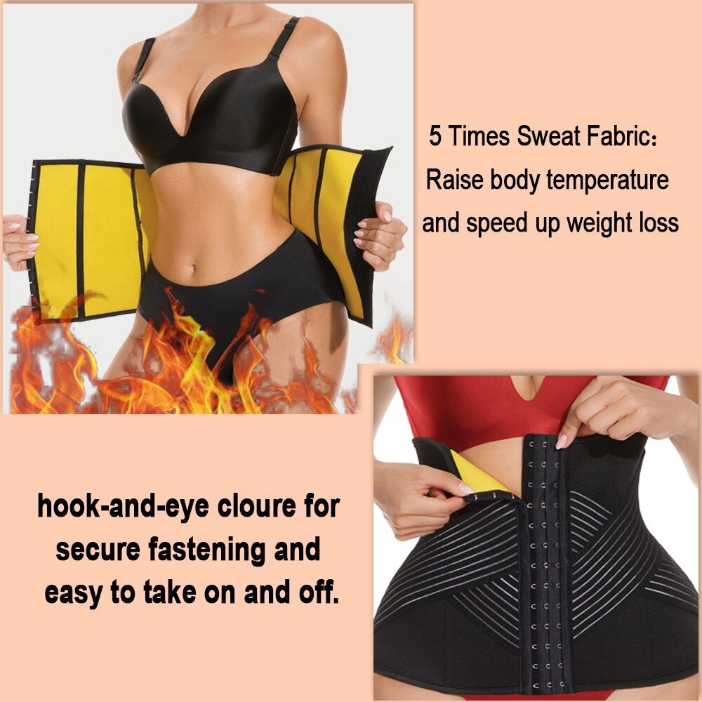 Waist Trainer For Women Waist Cincher Sweat Band Weight Loss  Neoprene Slimming Gridle Gym Corset Body Shaper-black-YDN5091