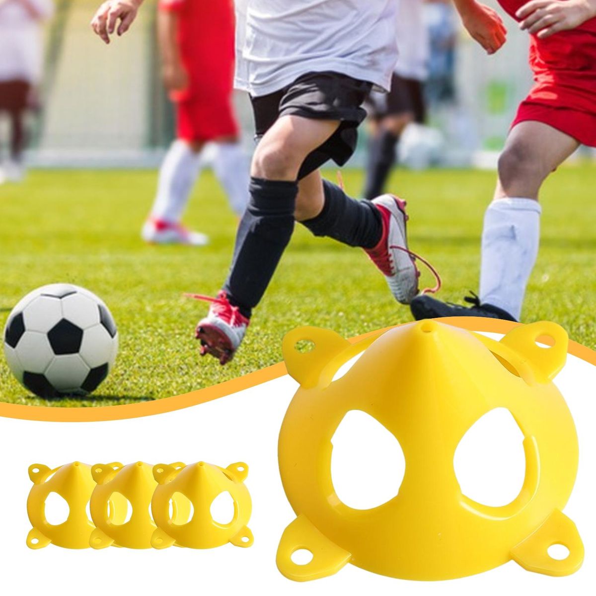 2 PcsSet Soccer Markers Portable Cones Marker Discs Yellow