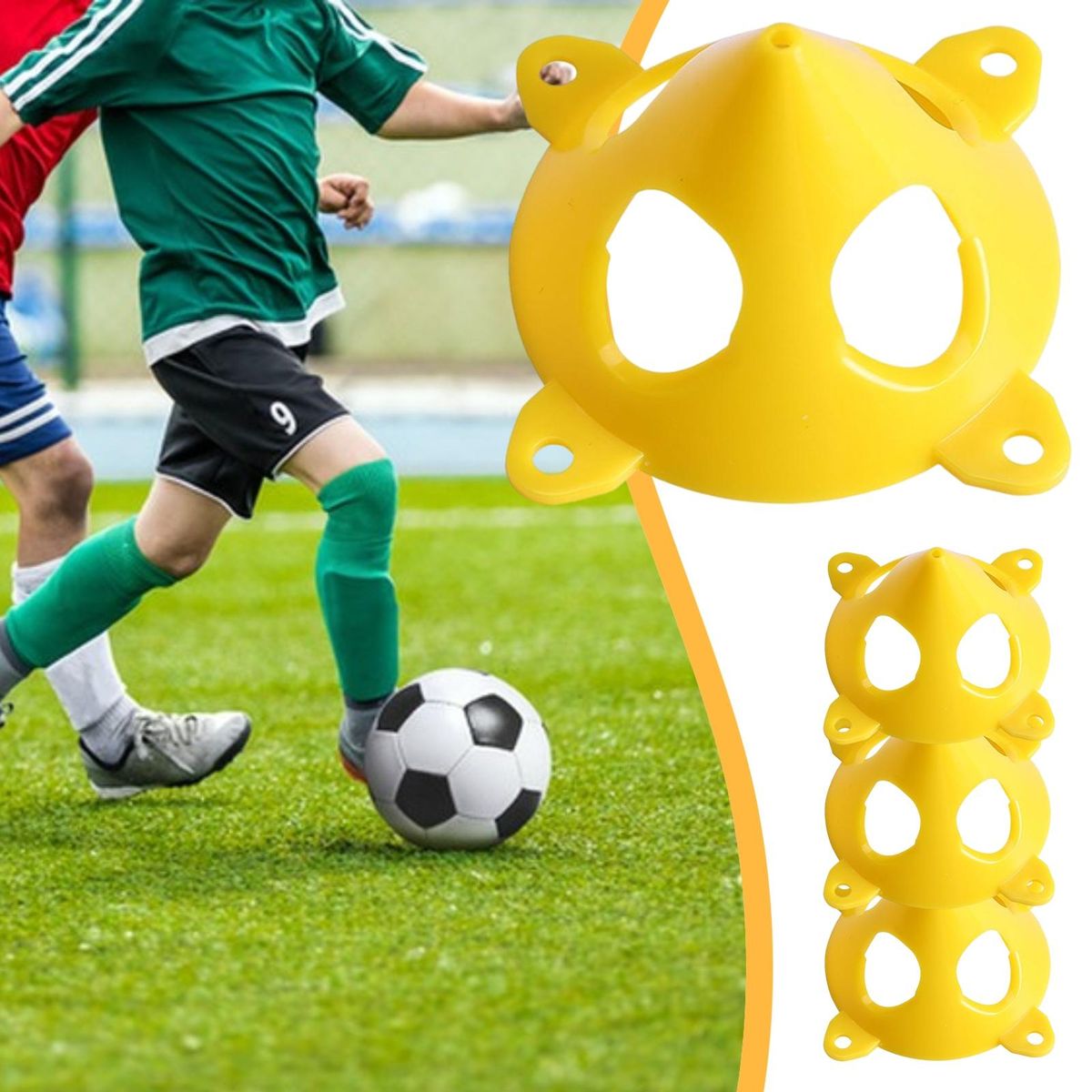 2 PcsSet Soccer Markers Portable Cones Marker Discs Yellow