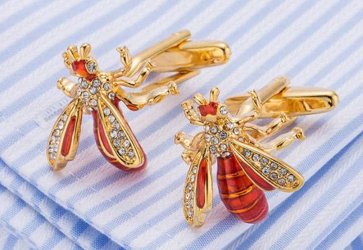 Retro High End Natural Stone Bee Cufflinks