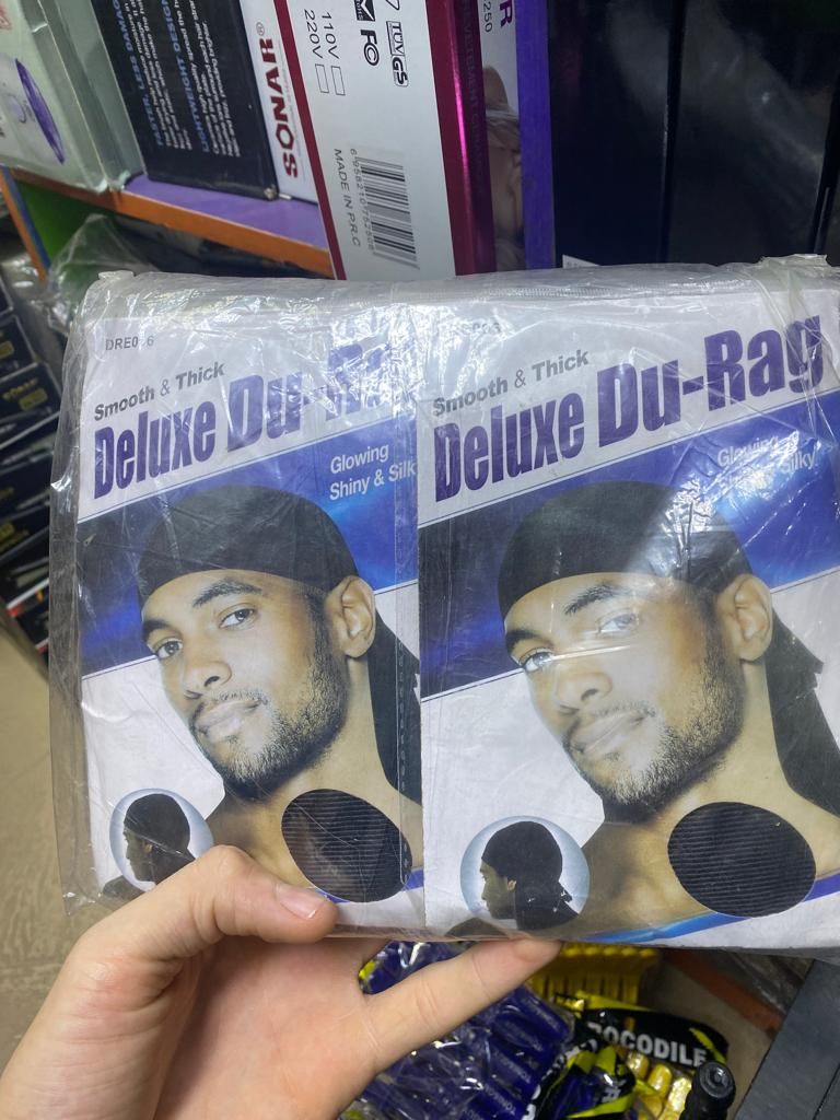 Deluxe Du-rags Plain Black  Drag