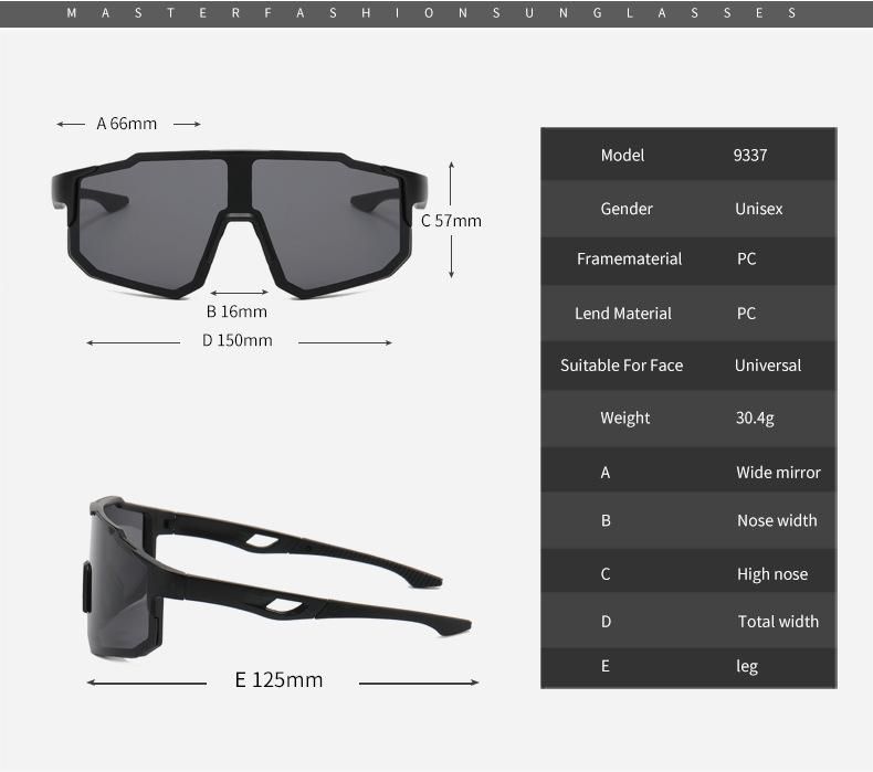 1pc Sports Sunglasses Unisex Cycling Sunglasses Black