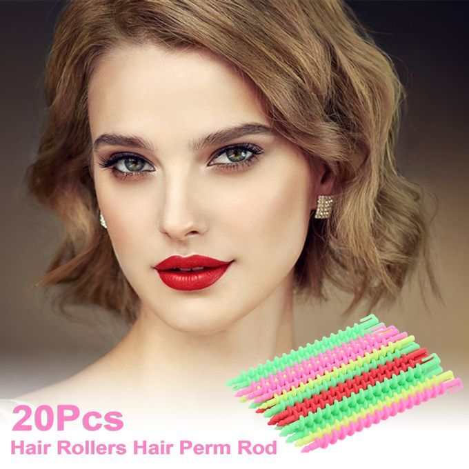 20Pcs Hair Rollers Spiral Rod Plastic Hairdressing Spiral
